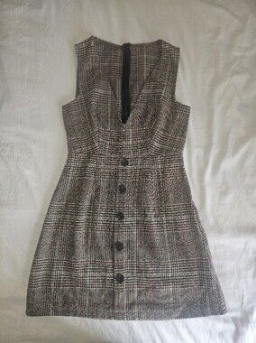 SHEIN Plaid Mini Dress in Brown and Black
